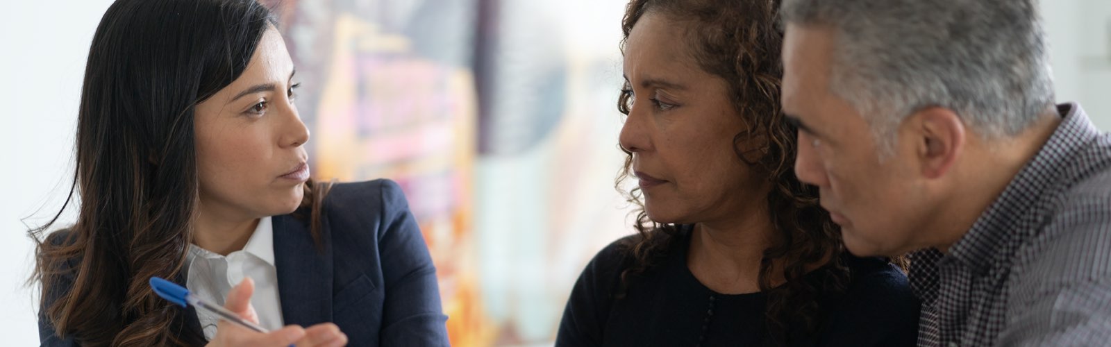 Female legal professional consultiing clients