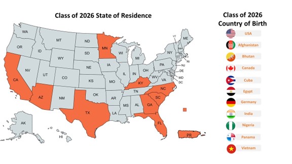 Class of 2026 State of Residence and Country of Birth