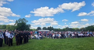 crowd at the Vietnam Memorial Wall ceremony in Pittsburgh, PA