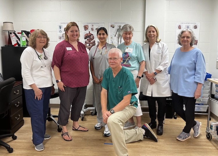 Group of pharmacy student volunteers at a non-profit health clinic