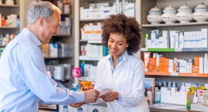 Female pharmacist consulting with patient