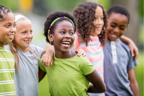 Children smiling with each other