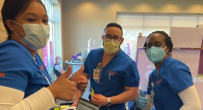South University nursing students administering COVID-19 vaccine
