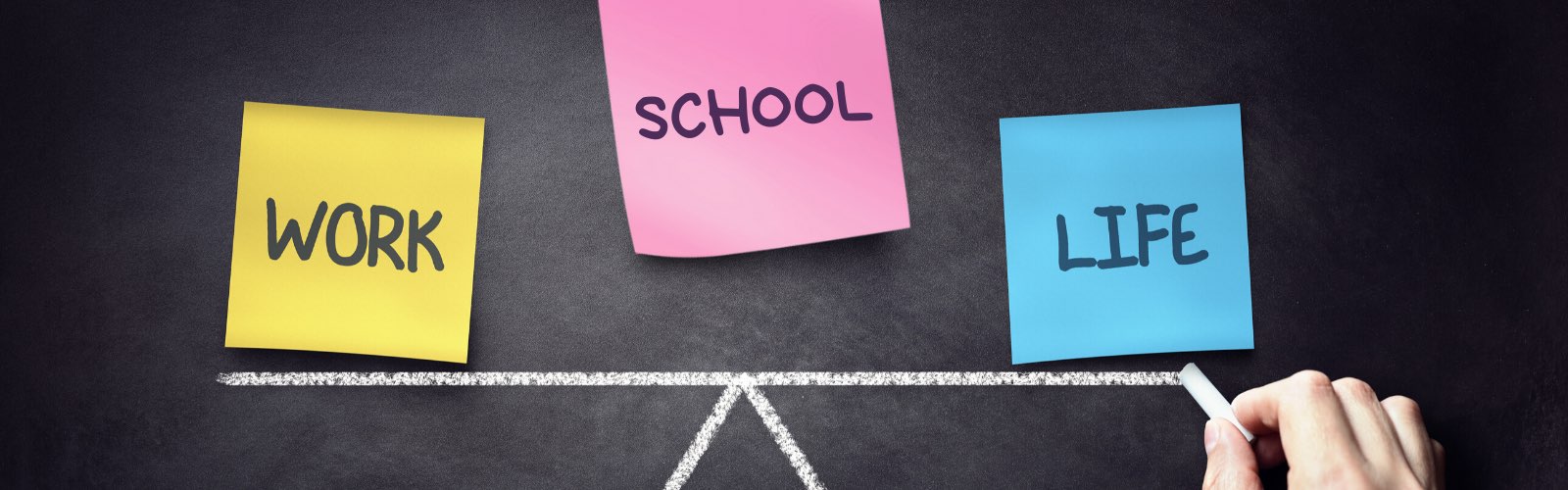Work School Life Post-Its on Chalkboard