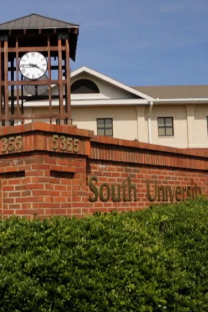 South University sign with clock tower