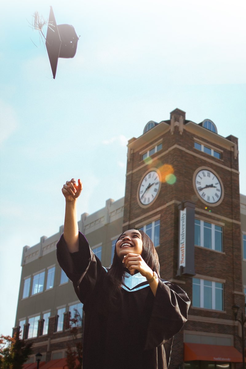 Woman celebrating graduation