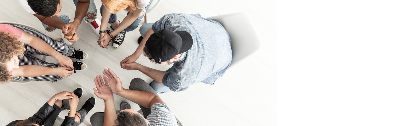 Group therapy session from above