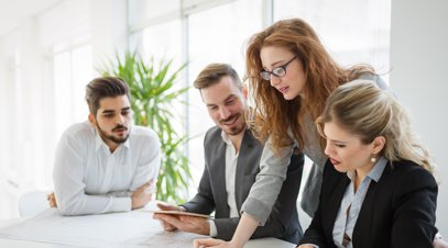 Group of human resources professionals conducting a meeting