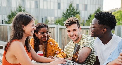 Young adults enjoying time together in backyard